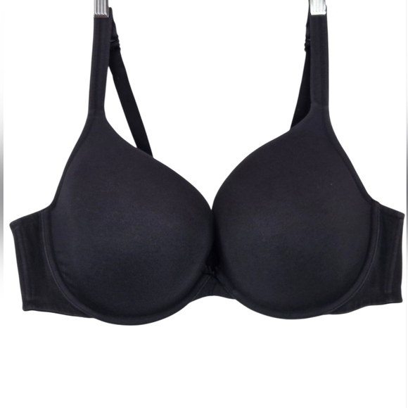 Cacique Cotton Boost Plunge Push Up Bra Cleavage Enhancing Underwire Black 48C - Picture 2 of 16